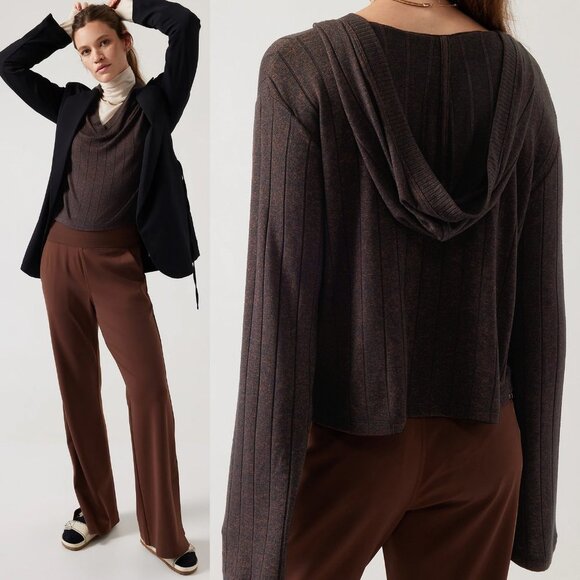 Athleta Harmony Pose Hoodie Sweatshirt Dark Mahogany Heather Size XS SOFT $79 - Picture 3 of 16